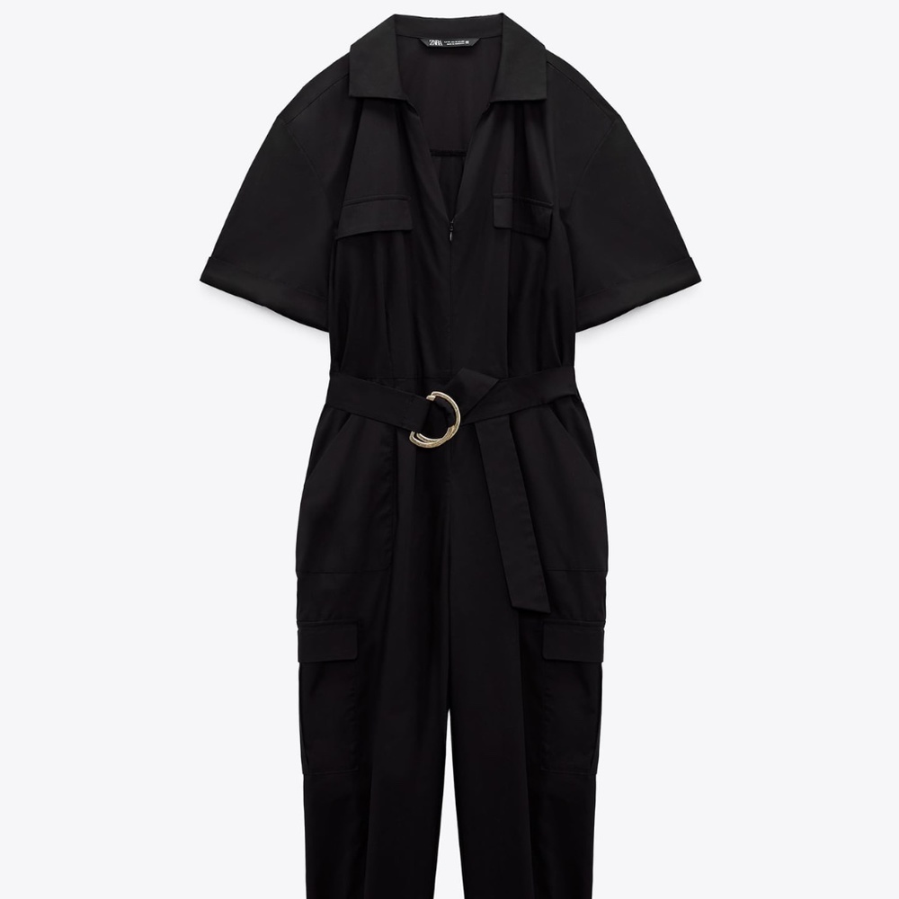 Buckled poplin jumpsuit